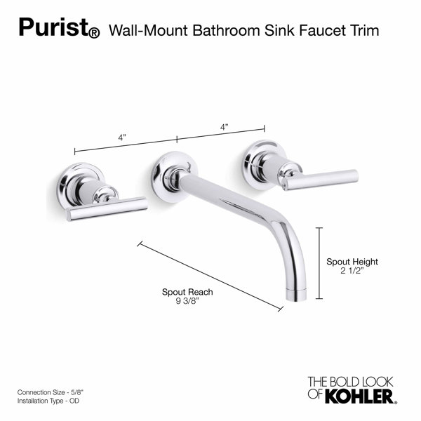 K-T14414-4-BGD Kohler Purist® Wall Mounted Bathroom Faucet